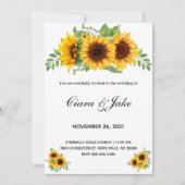Sunflower Elegant Rustic Wedding Invitation Kaart (Voorkant)