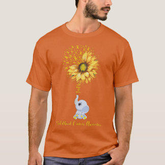 Sunflower Elephant Gold Ribbon Childhood Cancer Aw T-shirt