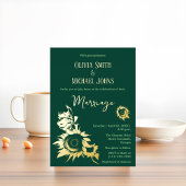 Sunflower Emerald or vert QR code Invitation