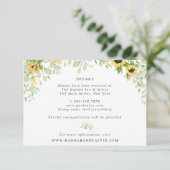 Sunflower en Greenery Wedding Details Card Kaart (Staand voorkant)