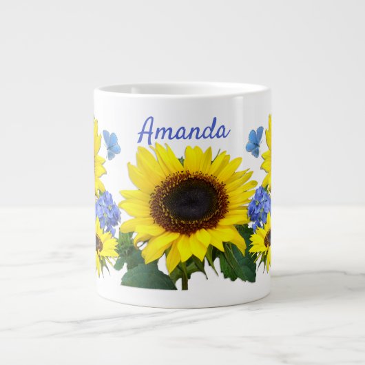 Sunflower en Hydrangea Mok van de Specialiteit van (Voorkant)
