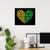 Sunflower en Irish Shamrock Heart Poster (Thuiskantoor)