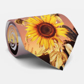 SUNFLOWER EN PINK SUMMER SUNSET STROPDAS (Opgerold)