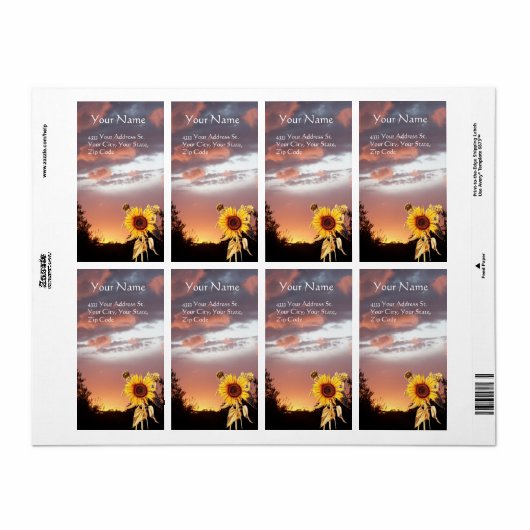 SUNFLOWER EN SUMMER SUNSET ETIKET (Full Sheet)