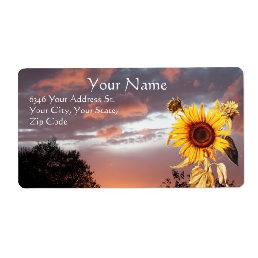 SUNFLOWER EN SUMMER SUNSET ETIKET (Voorkant)