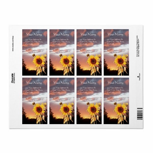 SUNFLOWER EN SUMMER SUNSET ETIKET (Full Sheet)
