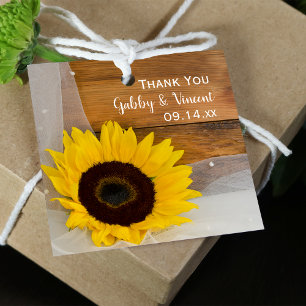 Sunflower en Veil country Wedding Bedankjes Labels