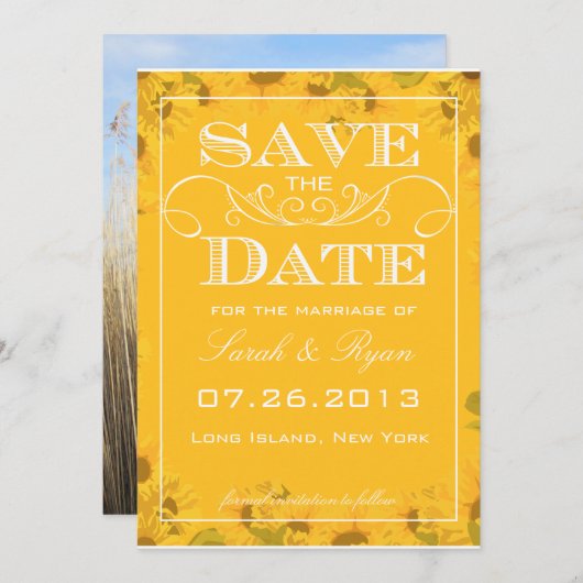 Sunflower Enregistrer la date Faire-part photo (Devant / Derrière)