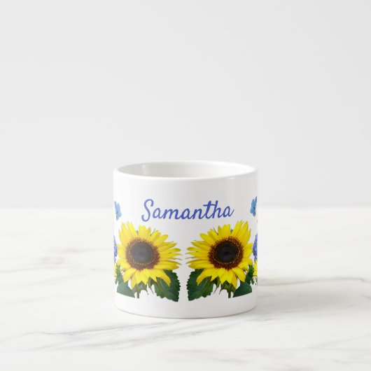 Sunflower et Hydrangea Nom personnalisé Café Mug (Devant)