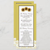 Sunflower et programme de mariage Vintage de dente (Devant / Derrière)