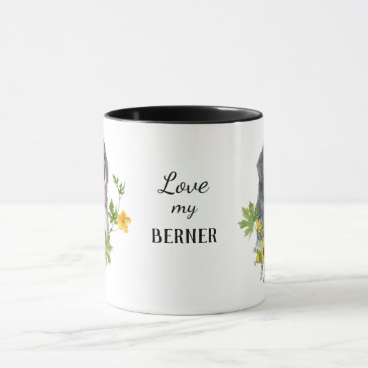Sunflower Eucalyptus Bernese Mountain Dog Mok (Midden)