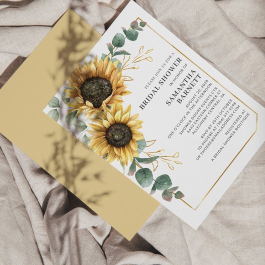 Sunflower Eucalyptus Bridal Showuitnodiging Briefpapier