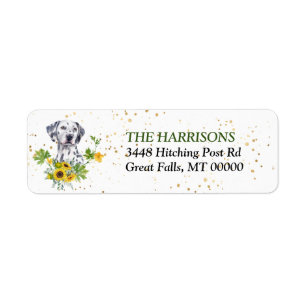 Sunflower Eucalyptus Dalmatian Return Address  Etiket