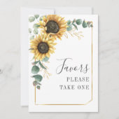 Sunflower Eucalyptus Faveurs Carte Mariage (Devant)