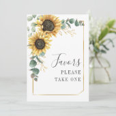 Sunflower Eucalyptus Faveurs Carte Mariage (Debout devant)