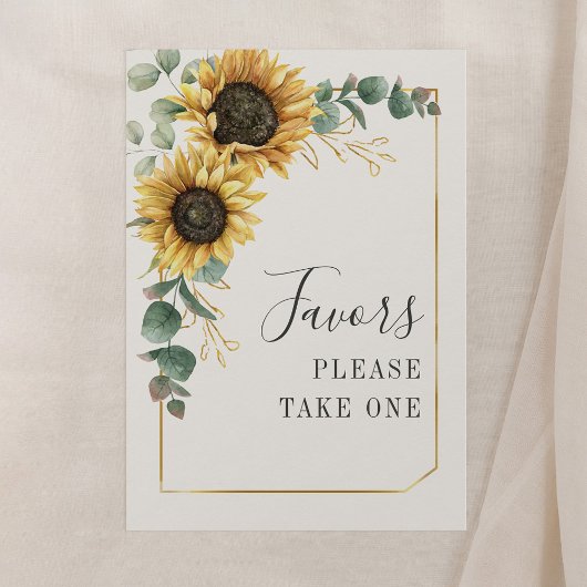 Sunflower Eucalyptus Faveurs Carte Mariage