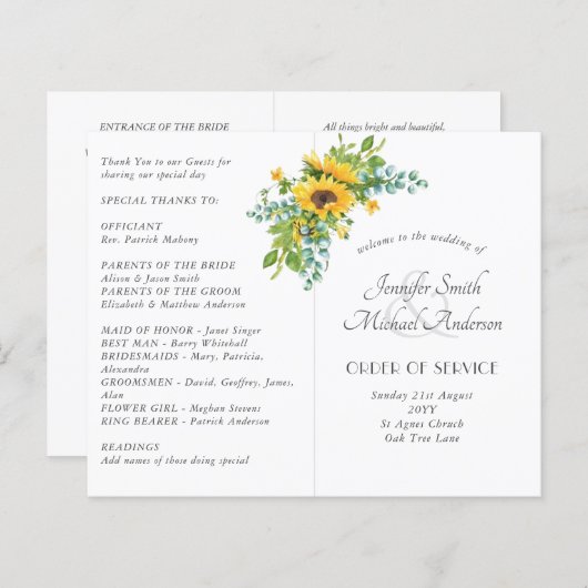Sunflower Eucalyptus Floral Leaf Programmes de mar (Devant / Derrière)