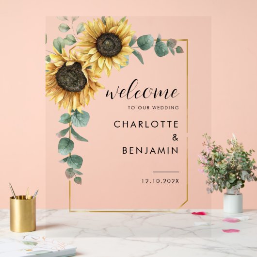 Sunflower Eucalyptus Floral Mariage Bienvenue (Mariage)