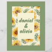 Sunflower Eucalyptus Floral Mariage Menu (Dos)