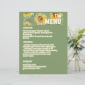 Sunflower Eucalyptus Floral Mariage Menu (Debout devant)