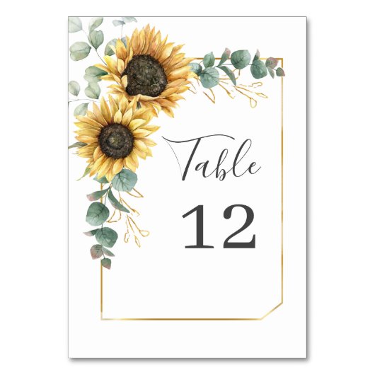 Sunflower Eucalyptus Floral Numéro de table person (Par défaut)