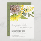 SUNFLOWER EUCALYPTUS FLORAL WEDDING CHANDING DATUM KAART (Voorkant / Achterkant)