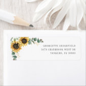 Sunflower Eucalyptus Floral Weduwingadres Etiket (Insitu)