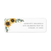 Sunflower Eucalyptus Floral Weduwingadres Etiket (Voorkant)