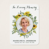 Sunflower Eucalyptus Foto Funeral Prayer Kaart (Voorkant)