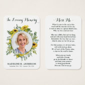 Sunflower Eucalyptus Foto Funeral Prayer Kaart (Voorkant /achterkant)