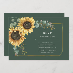 Sunflower Eucalyptus Greenery Wedding Carte RSVP