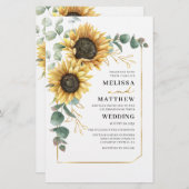 Sunflower Eucalyptus Greenery Wedding Invitation (Voorkant / Achterkant)