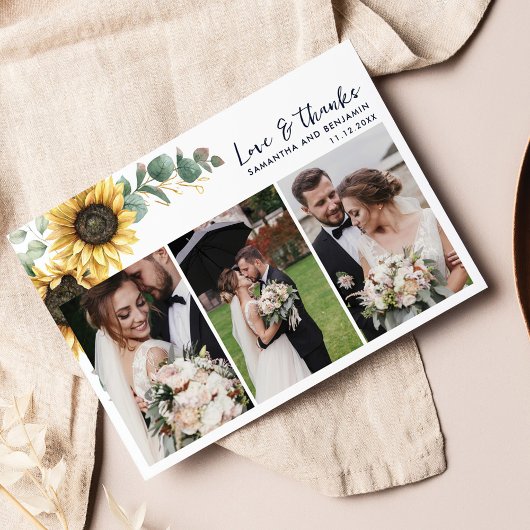 Sunflower Eucalyptus Jour de mariage Photos Merci