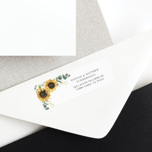Sunflower Eucalyptus Leaves Floral Return Address Etiket