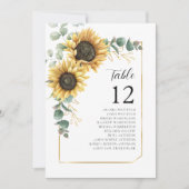 Sunflower Eucalyptus Numéro de table Siège Mariage (Devant)