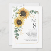 Sunflower Eucalyptus Numéro de table Siège Mariage (Dos)