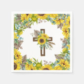 Sunflower Eucalyptus Palm Boho Cross Baptism Servet (Voorkant)