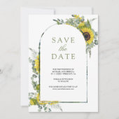 Sunflower Eucalyptus Photo Wedding Save The Date (Voorkant)