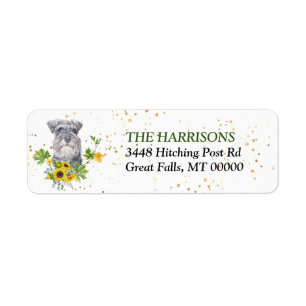 Sunflower Eucalyptus Schnauzer Return Address Etiket