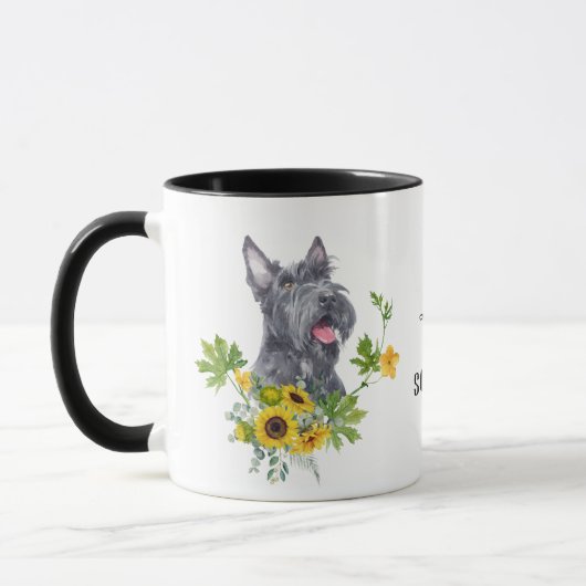 Sunflower Eucalyptus Scottish Terrier Mug (Gauche)