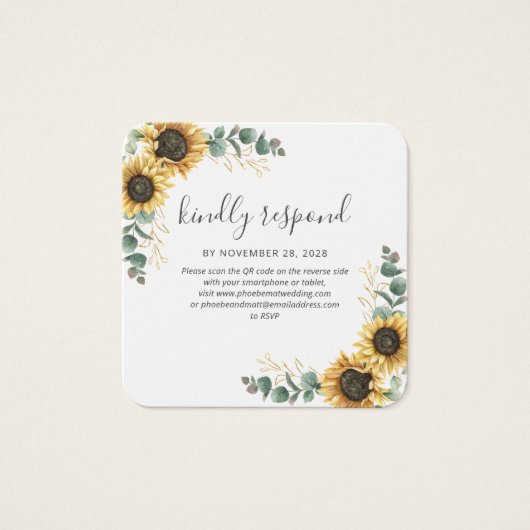 Sunflower Eucalyptus Site Mariage QR Code RSVP (Devant)