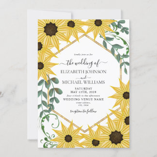 Sunflower Eucalyptus Watercolor Yellow Floral Kaart