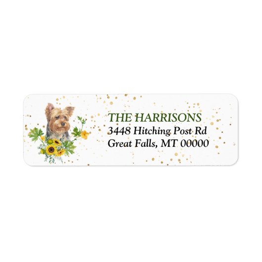 Sunflower Eucalyptus Yorkshire Terrier Etiket (Voorkant)