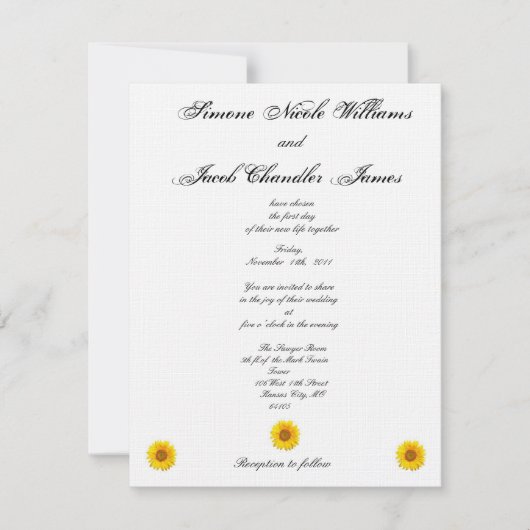 Sunflower Faire-part de mariage (Devant)