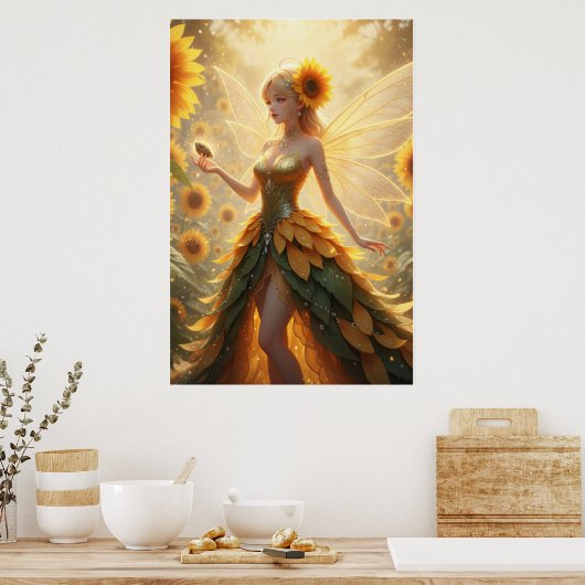 Sunflower Fairy Fantasy Illustration Poster (Cuisine)