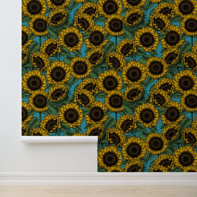 Sunflower field behang (Applicatie)