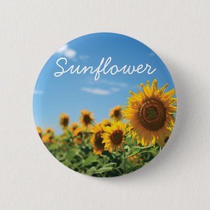 Sunflower field ronde button 5,7 cm