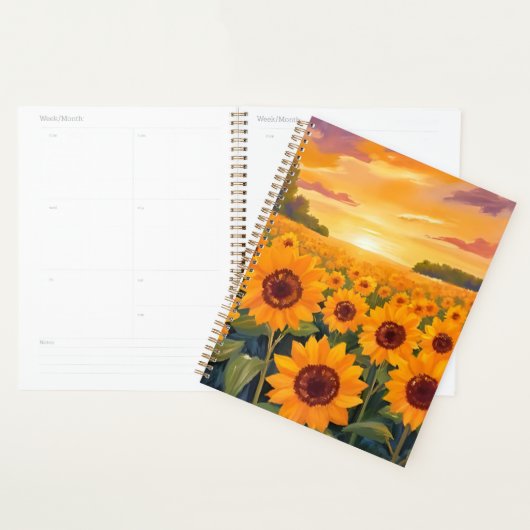 Sunflower Field Sunset Landscape Painting Planner (Display)