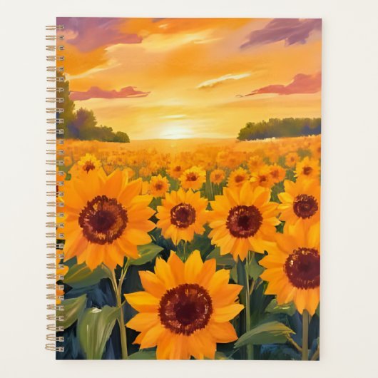 Sunflower Field Sunset Landscape Painting Planner (Voorkant)