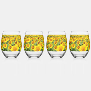Sunflower field wijnglas zonder voet